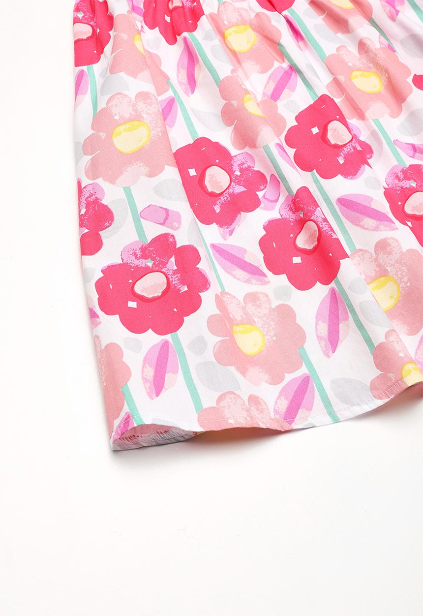 Twin Clothing - Frill flower print dress - pink