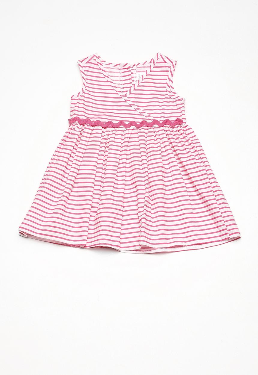 Twin Clothing - Cross over stripe print dress - pink