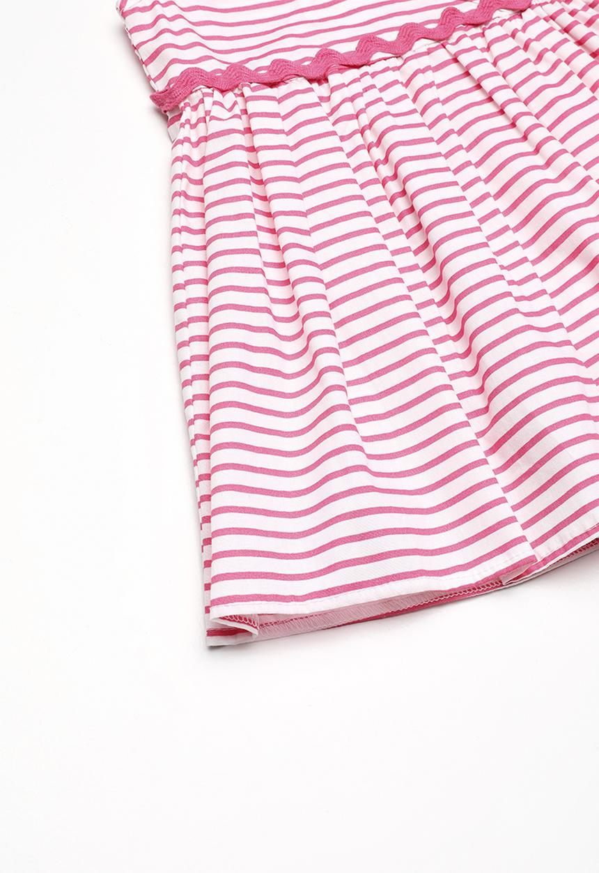 Twin Clothing - Cross over stripe print dress - pink