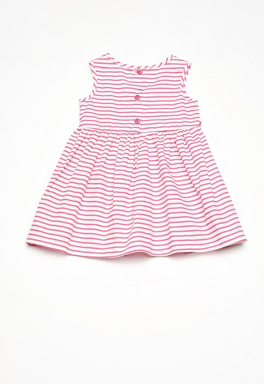 Twin Clothing - Cross over stripe print dress - pink