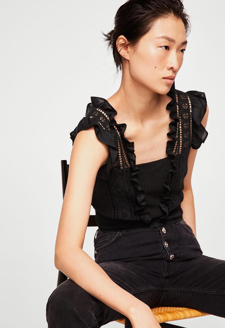 MANGO - Openwork top - black