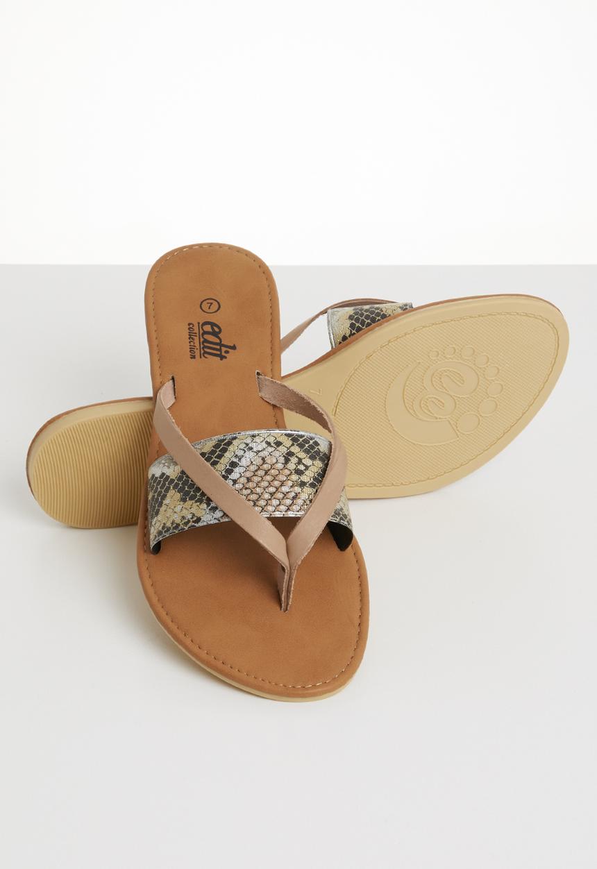 edit - Leather thong sandals - tan