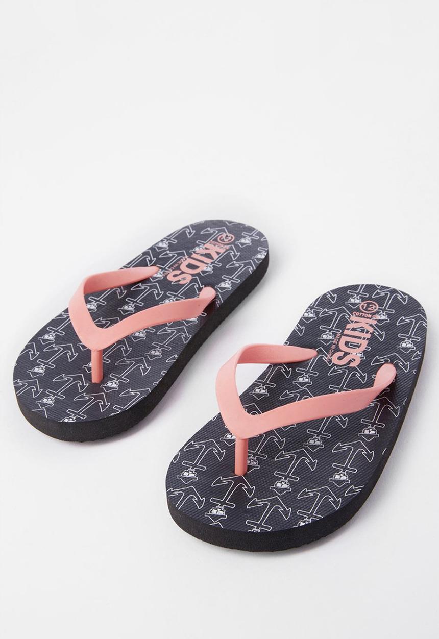 Cotton On - Printed flip flop - black & peach 