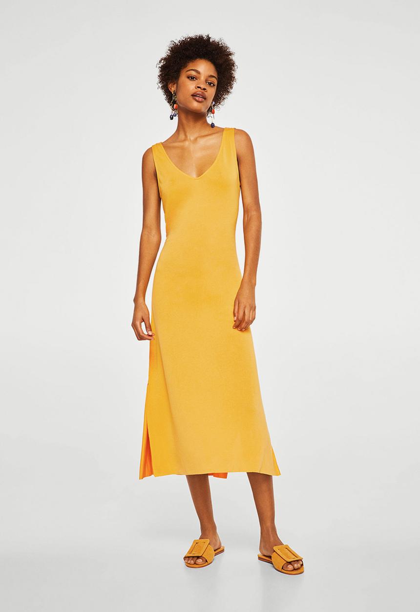 MANGO - Bow gown dress - yellow