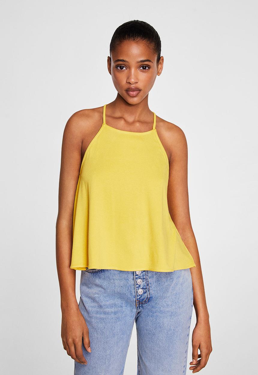 MANGO - Crisscross strappy top - yellow