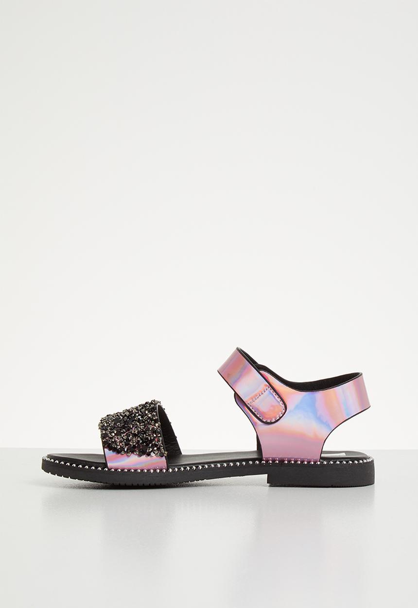 Pop Candy - Glitter metallic sandal - pink & black 