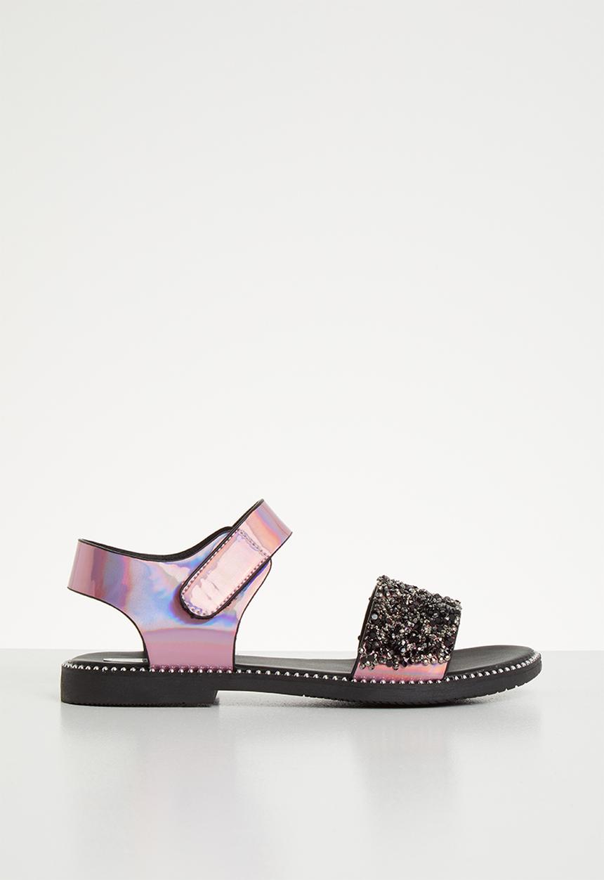 Pop Candy - Glitter metallic sandal - pink & black 