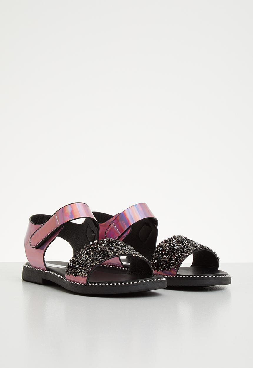 Pop Candy - Glitter metallic sandal - pink & black 
