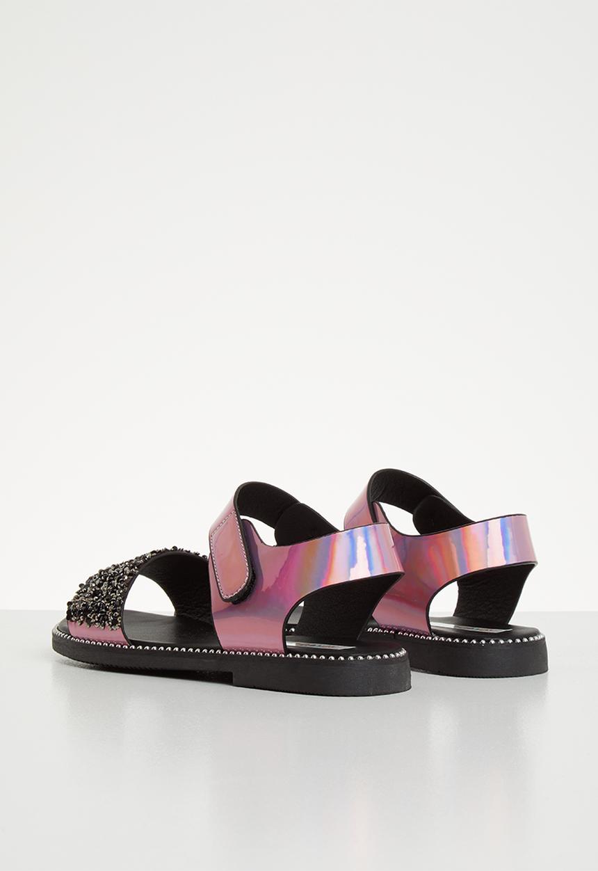 Pop Candy - Glitter metallic sandal - pink & black 