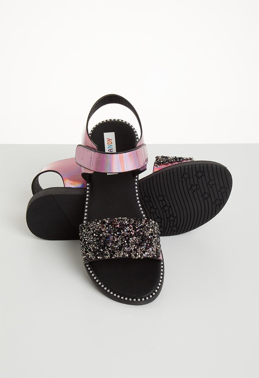 Pop Candy - Glitter metallic sandal - pink & black 