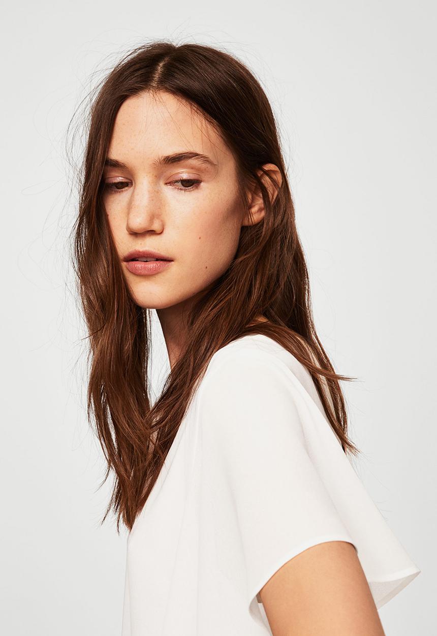 MANGO - Flared sleeve blouse - white