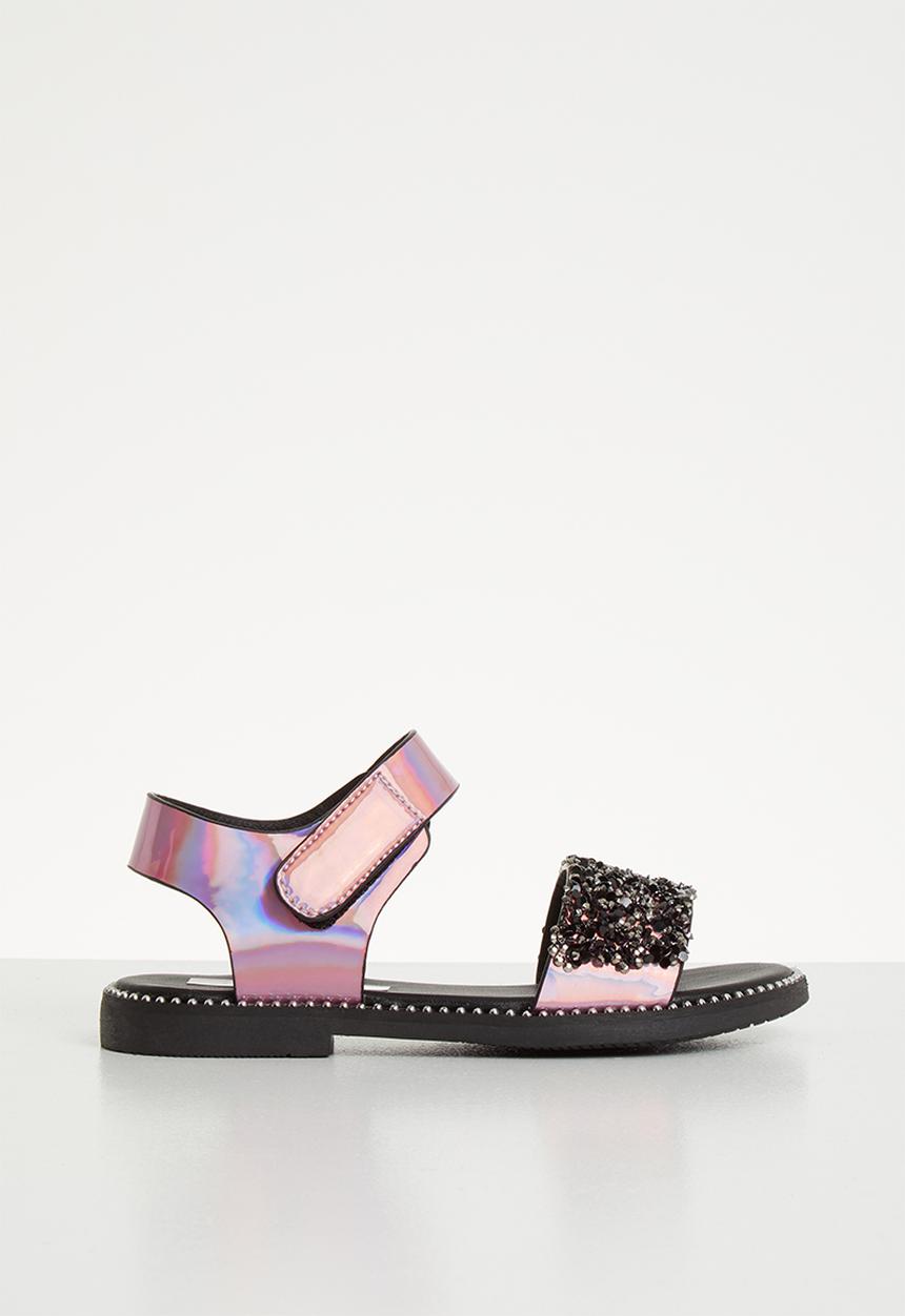 Pop Candy - Glitter metallic sandals - pink & black 