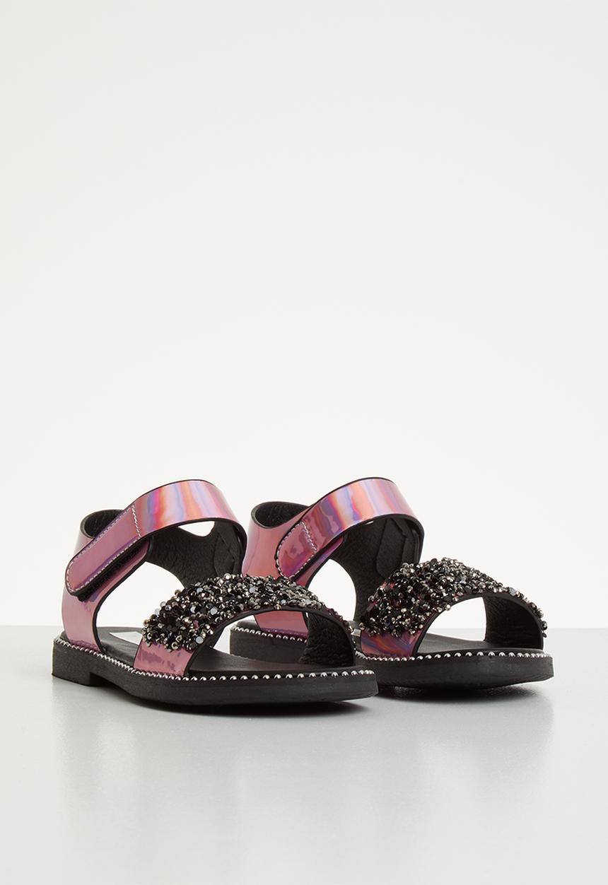 Pop Candy - Glitter metallic sandals - pink & black 