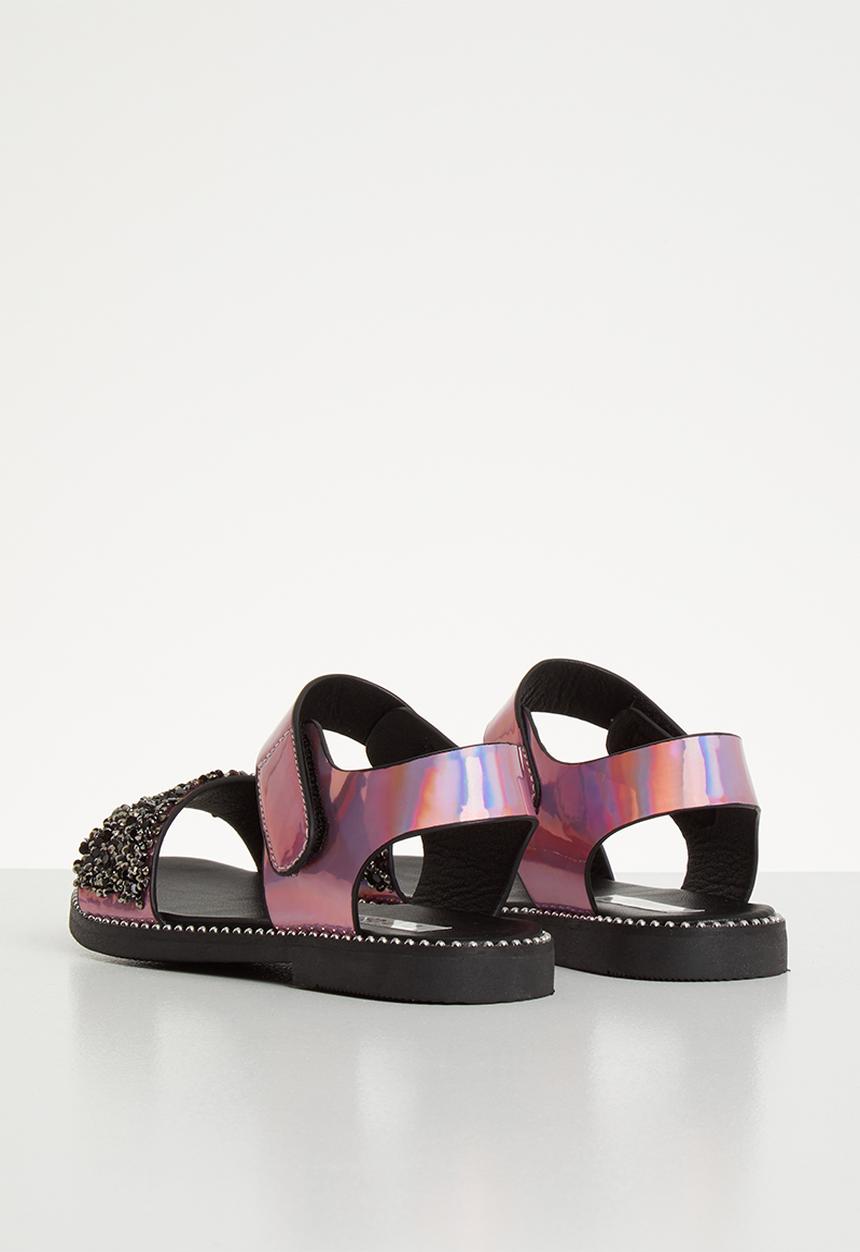 Pop Candy - Glitter metallic sandals - pink & black 