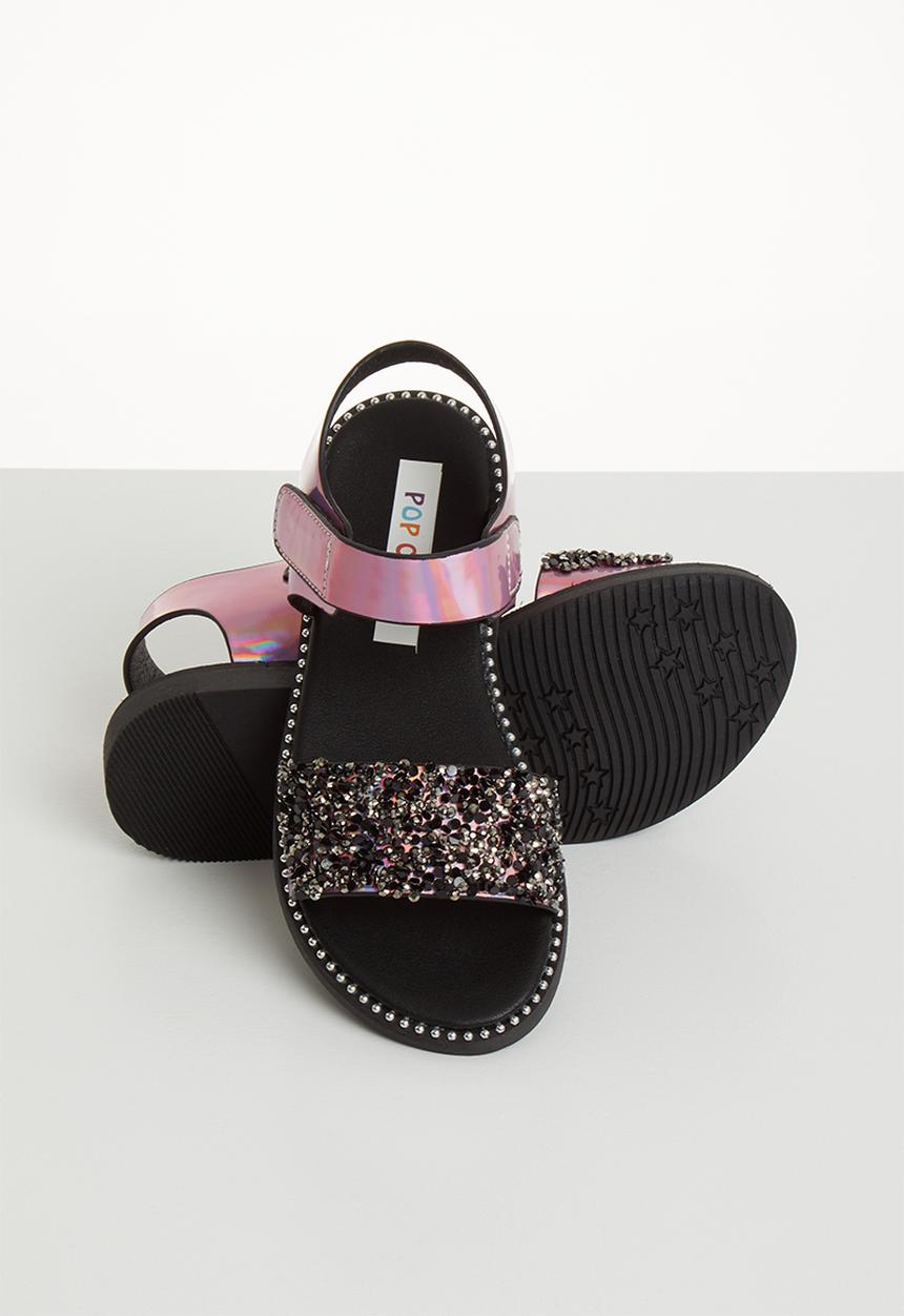 Pop Candy - Glitter metallic sandals - pink & black 