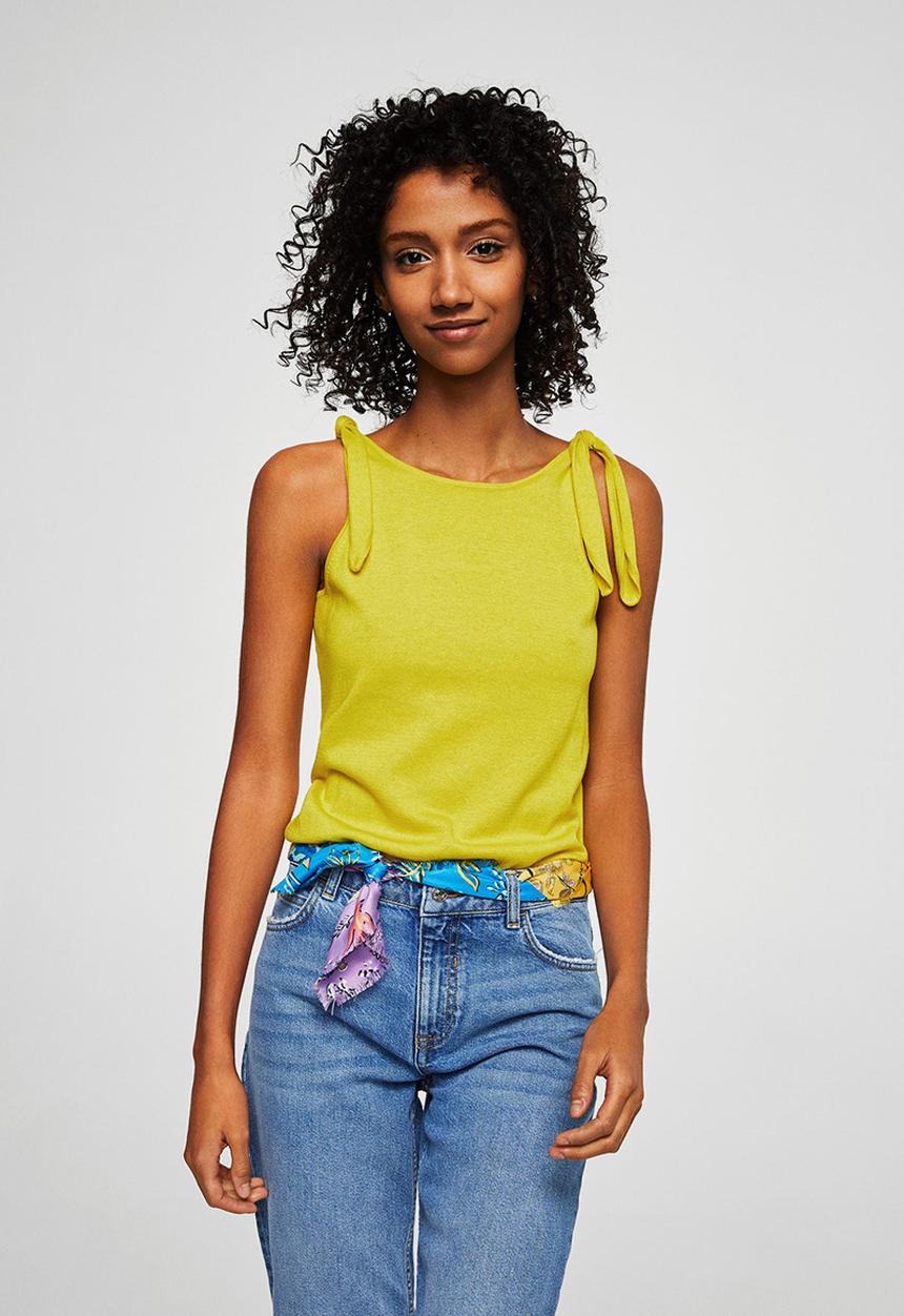 MANGO - Bow strap top - yellow