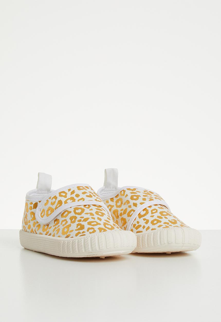 Pop Candy - Velcro strap sneaker - white &  gold