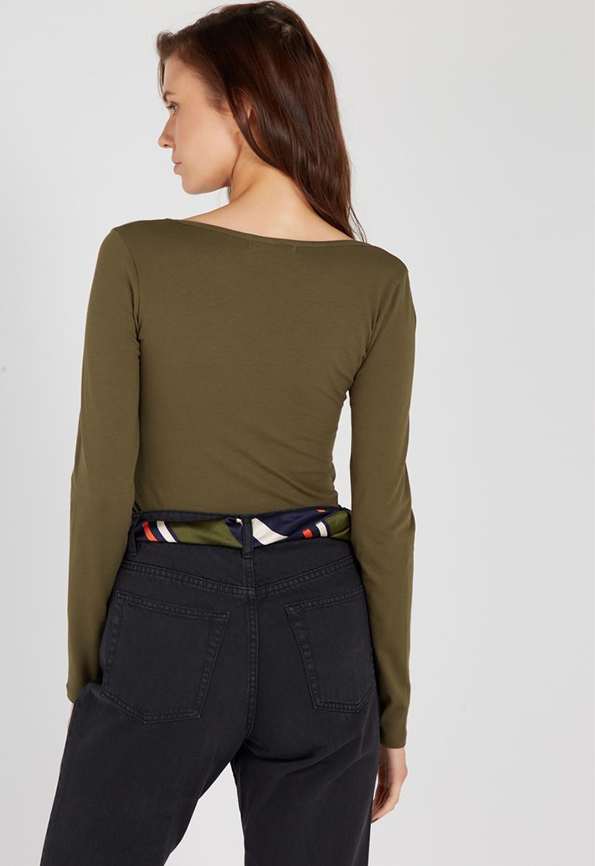 Supré  - Long sleeve scoop neck top-olive 