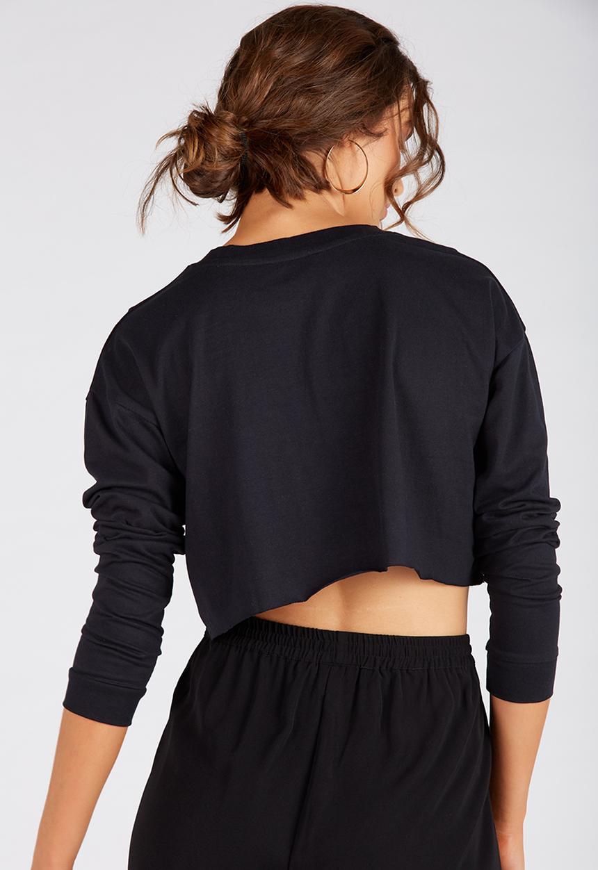 Supré  - Long sleeve super crop cuff tee - black