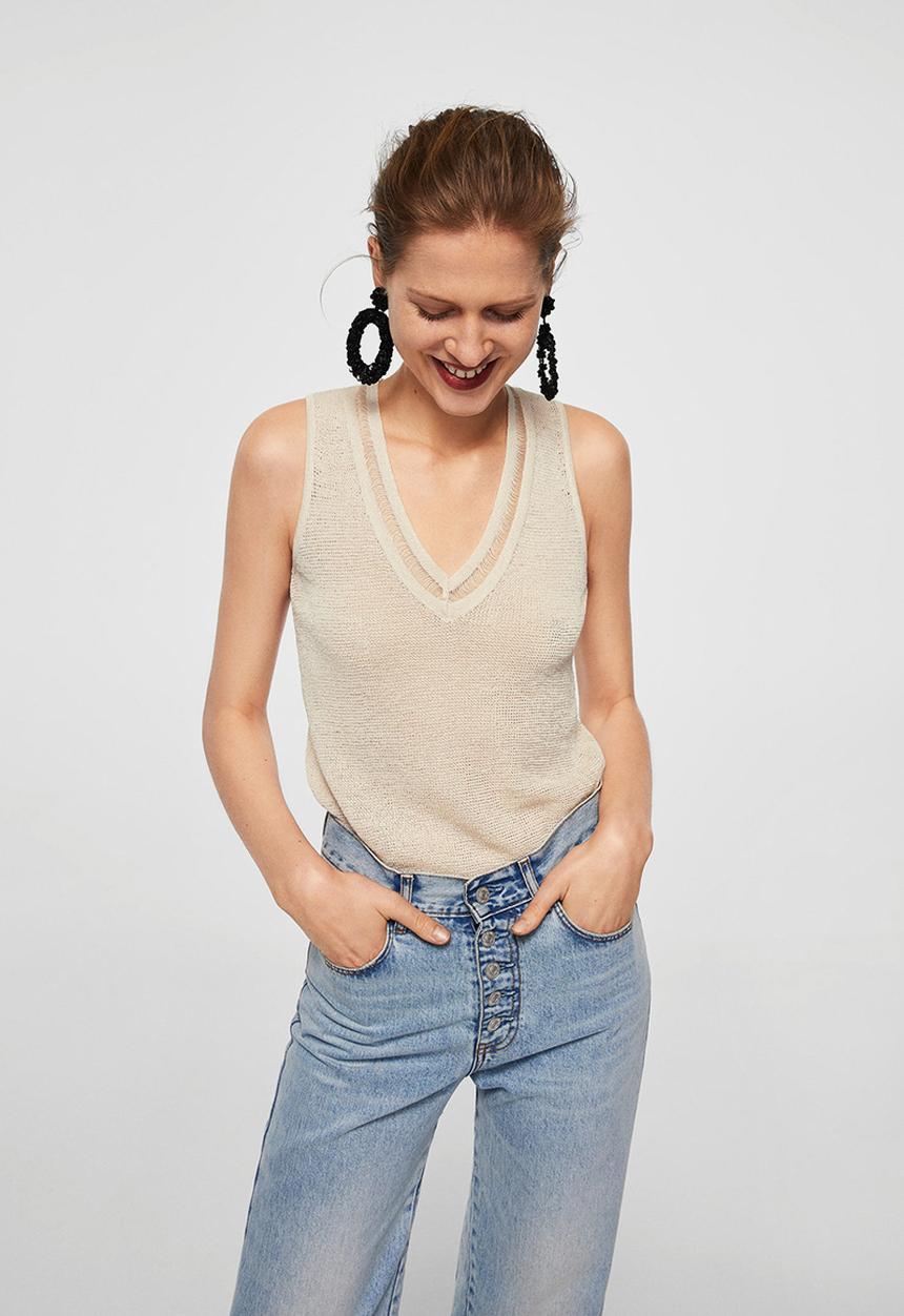 MANGO - Fine knit top - beige