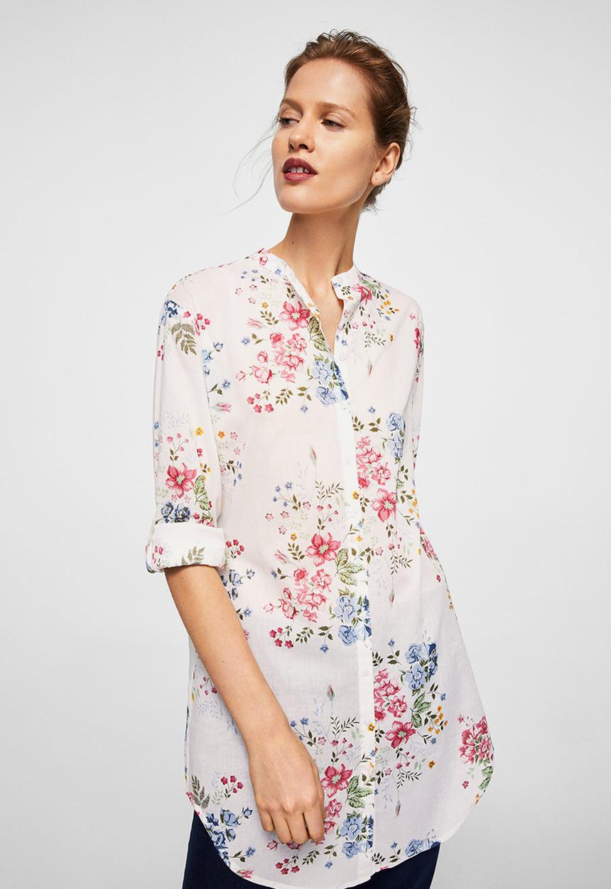 MANGO - Longer length shirt - white 