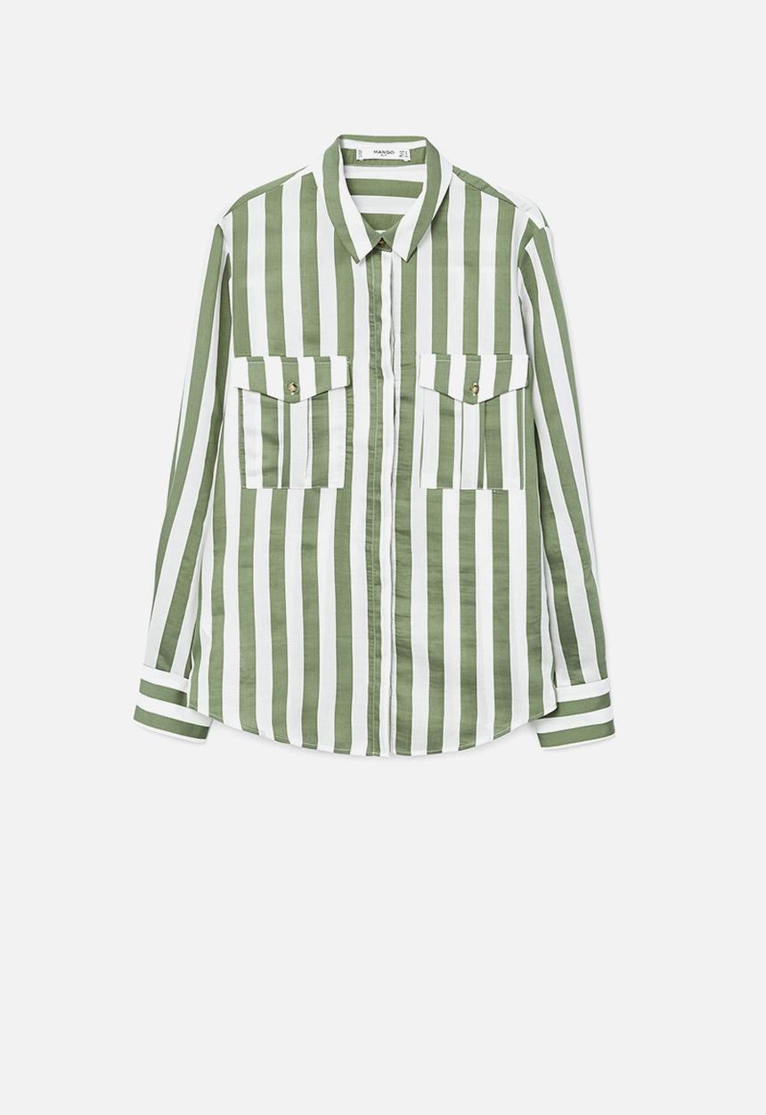 MANGO - Striped soft shirt - green