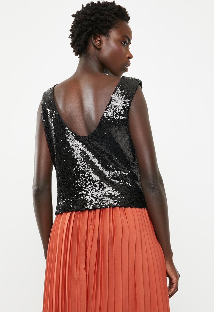 STYLE REPUBLIC - Sequin top - charcoal