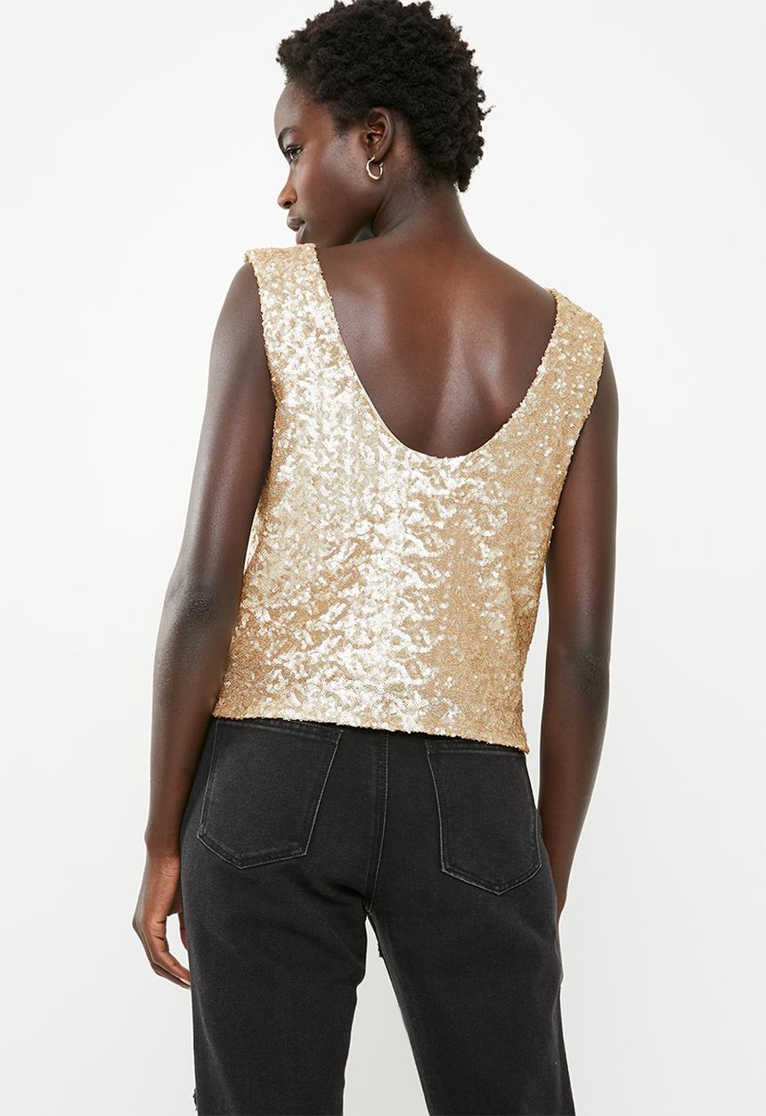 STYLE REPUBLIC - Sequin top - gold