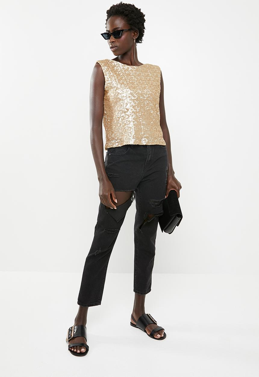 STYLE REPUBLIC - Sequin top - gold