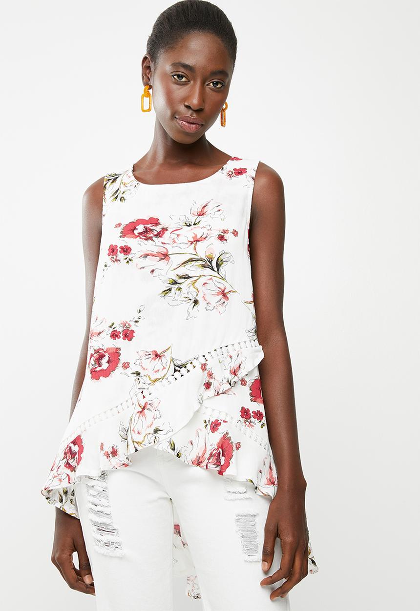 Revenge - Ruffle detail top - white
