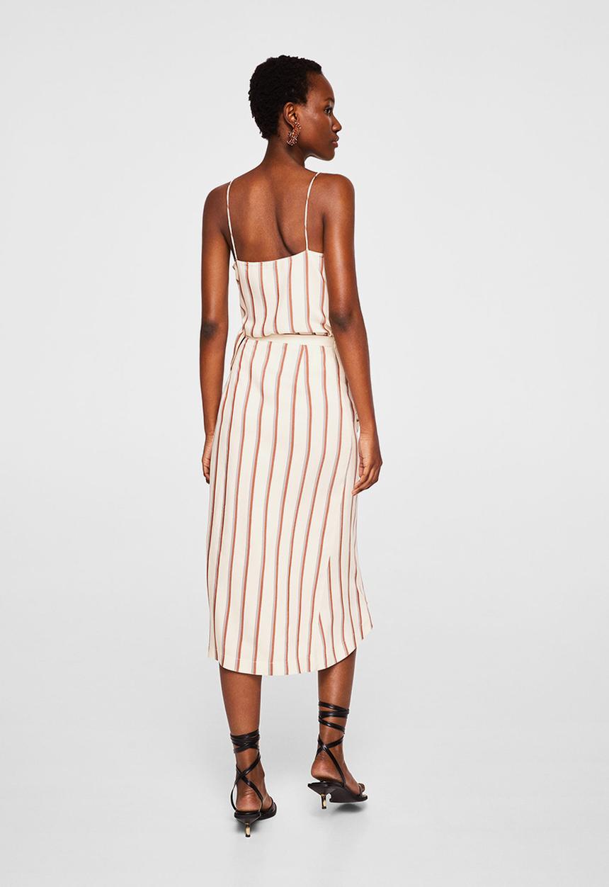 MANGO - Striped bow detail skirt - white