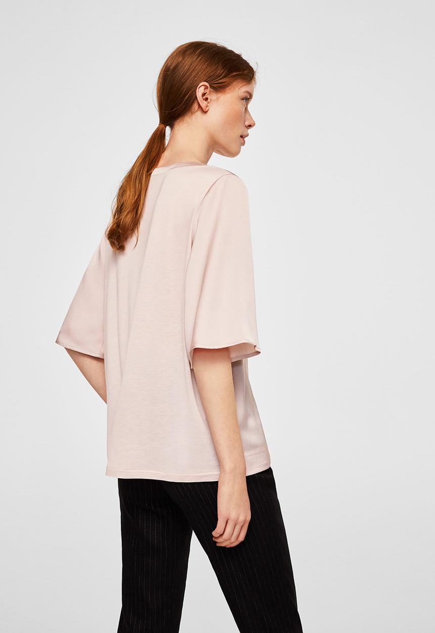 MANGO - Contrasting design T-shirt - pink