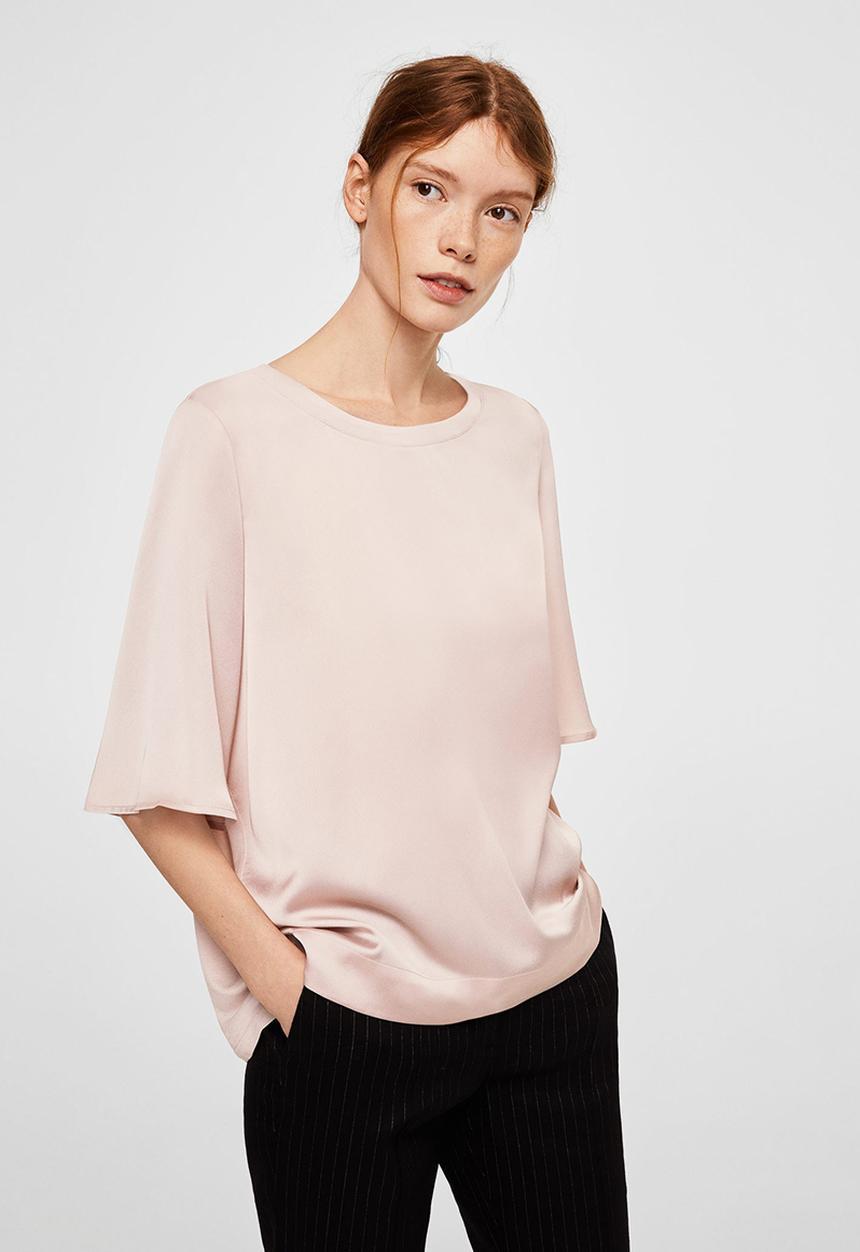 MANGO - Contrasting design T-shirt - pink