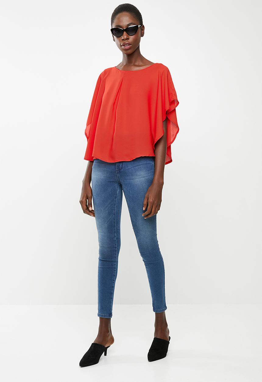 edit - Double layer blouse - red