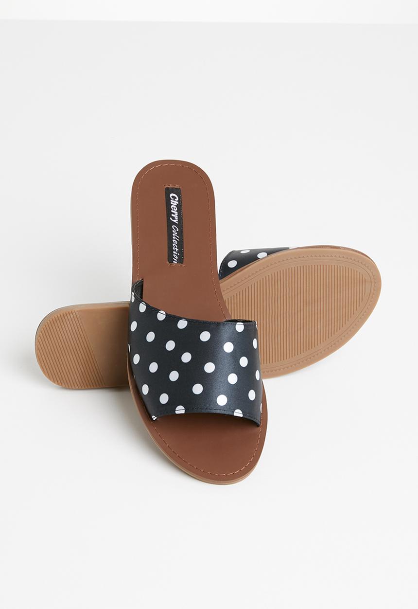 Cherry Collection - Polka dot sandals - black & white 