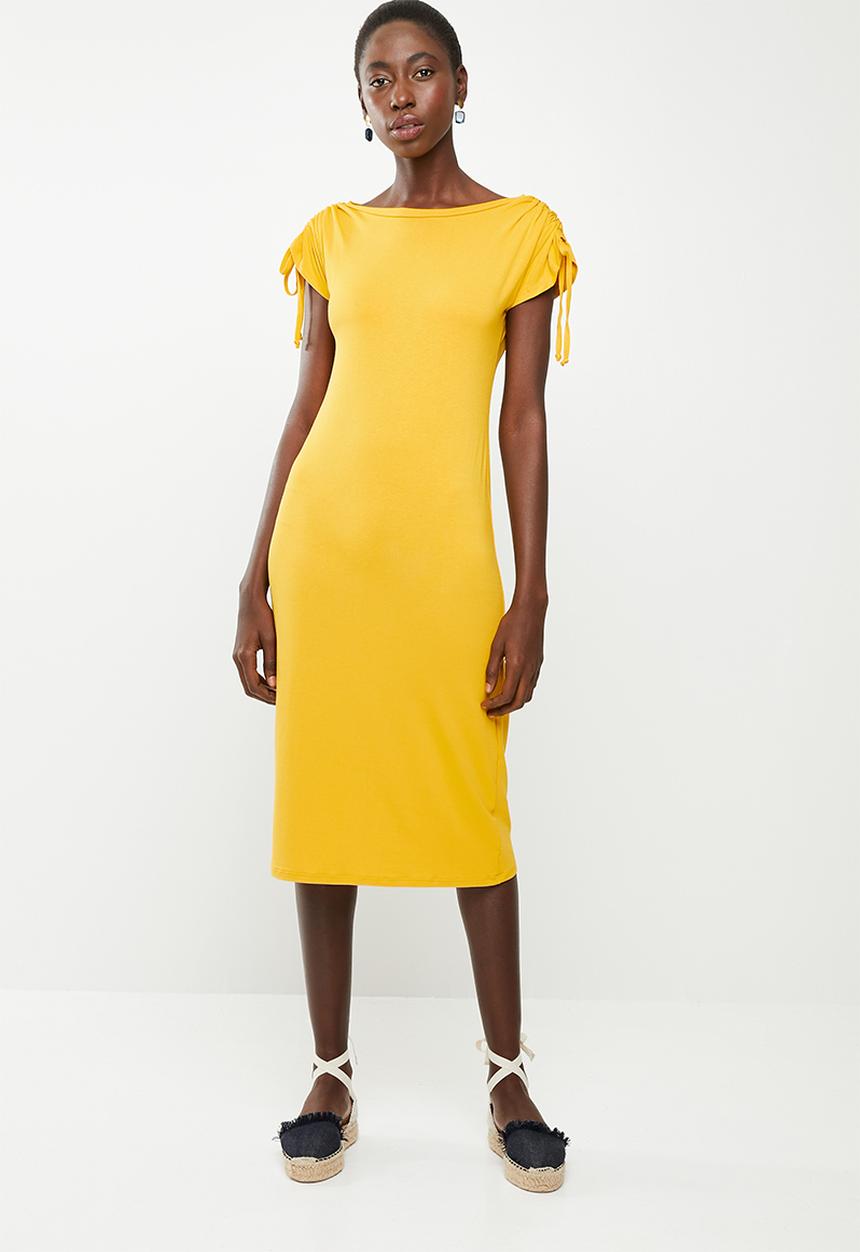 edit - Dress with draw cord sleeve - yellow