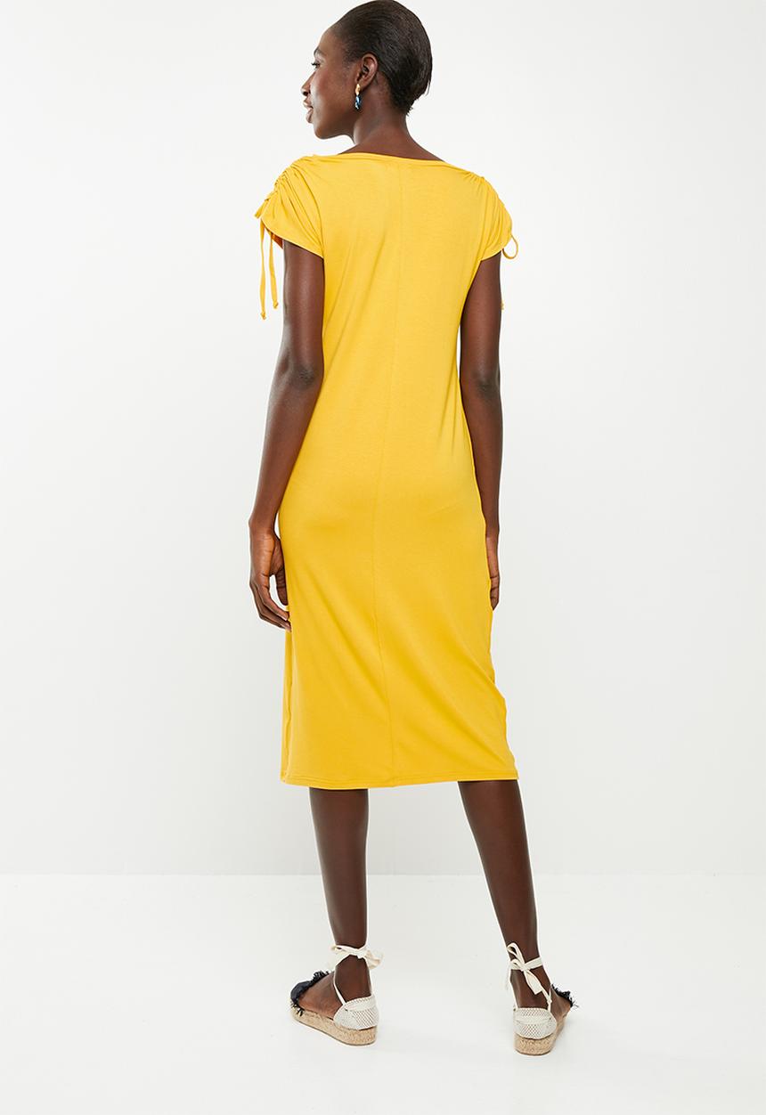 edit - Dress with draw cord sleeve - yellow