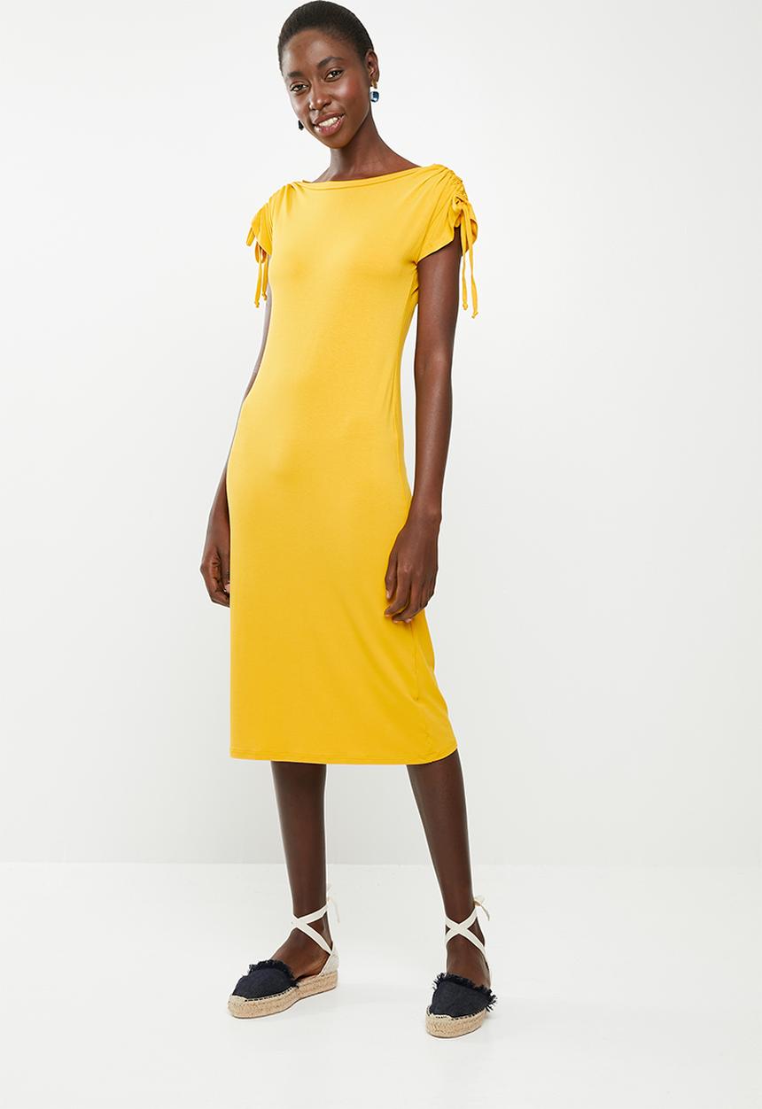 edit - Dress with draw cord sleeve - yellow