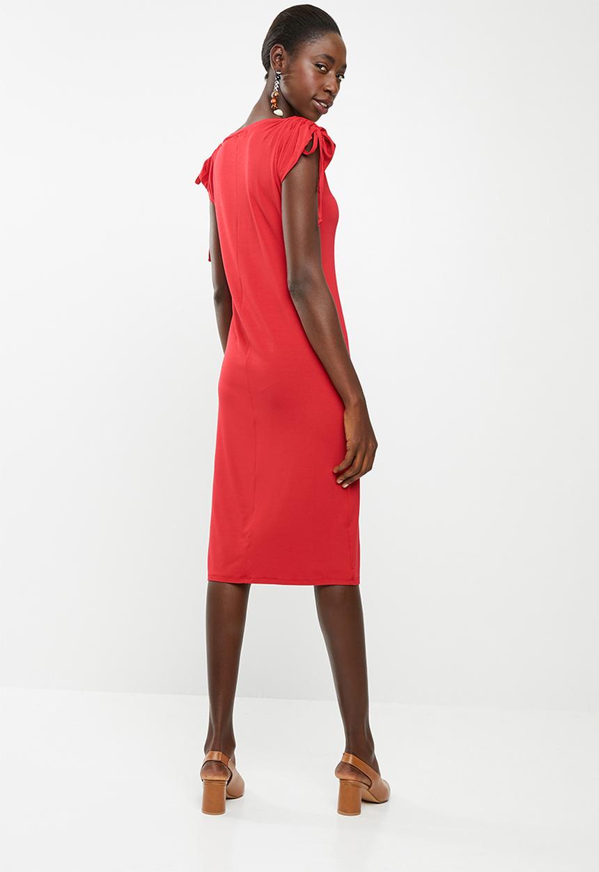 edit - Dress with draw cord sleeve - red