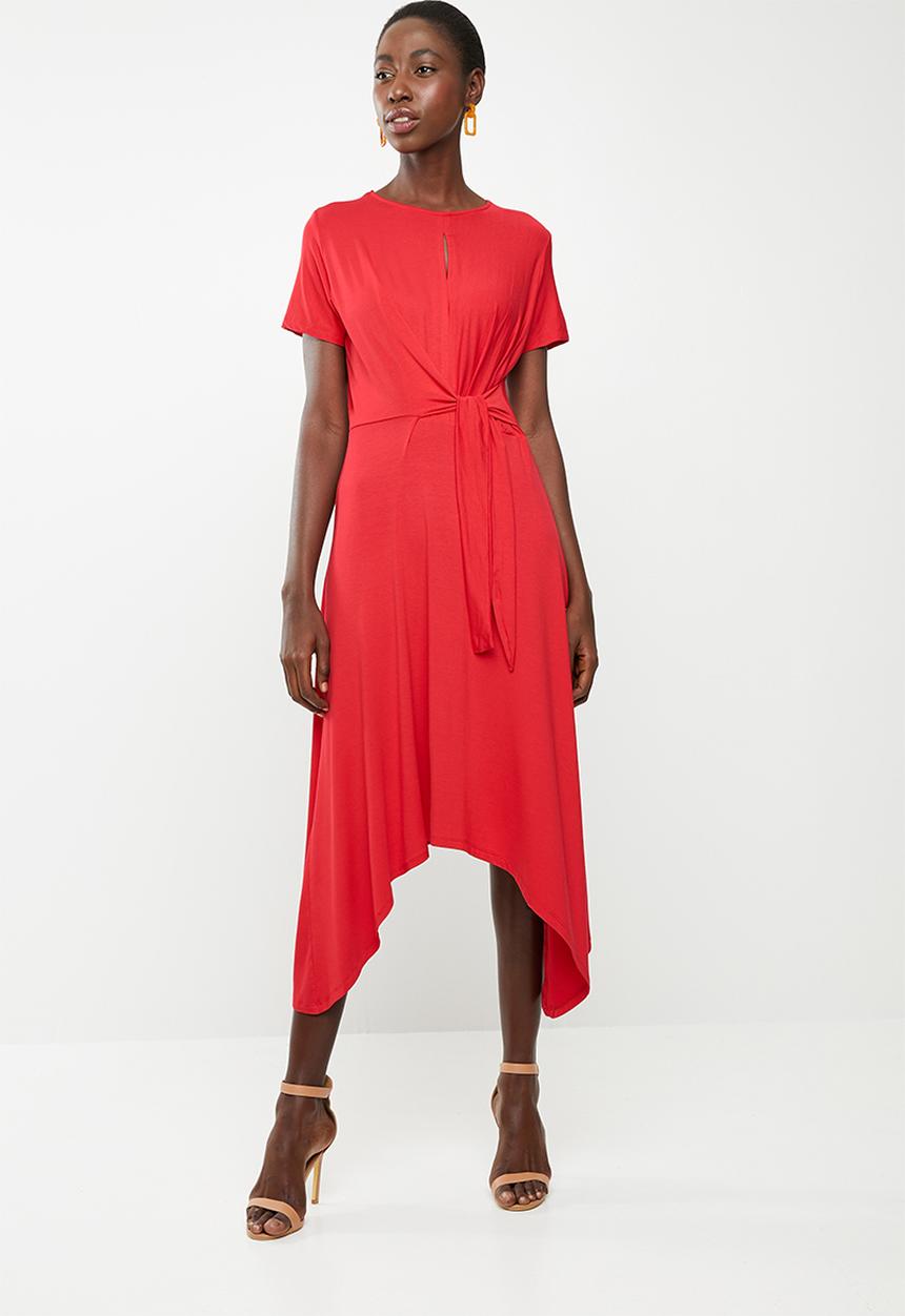 edit - Short sleeve wrap dress - red