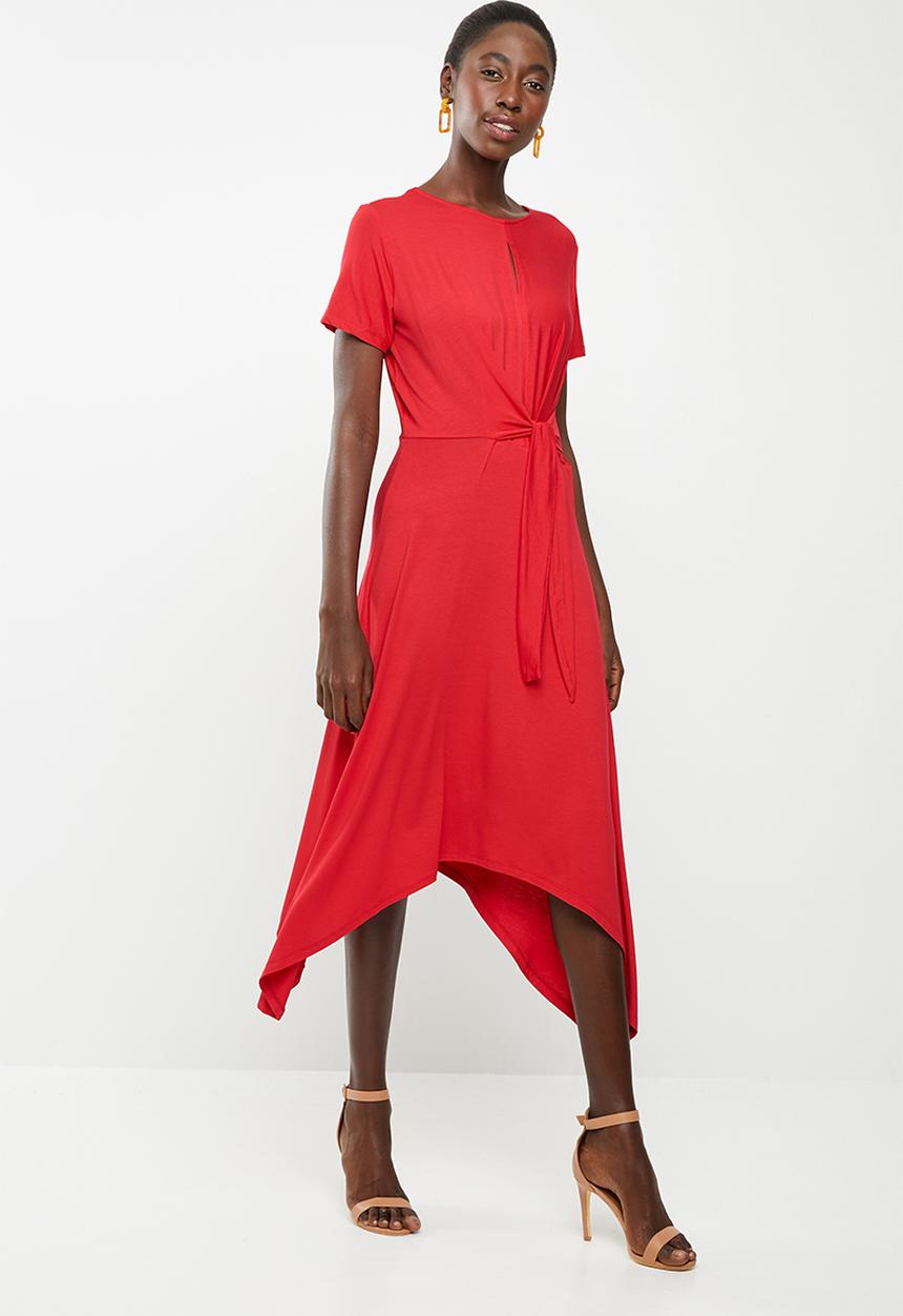 edit - Short sleeve wrap dress - red