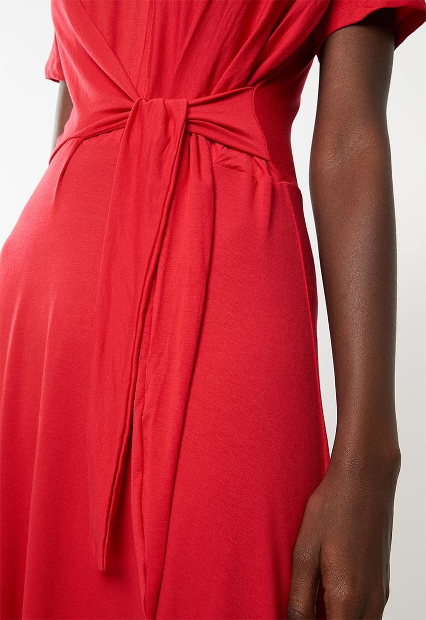 edit - Short sleeve wrap dress - red
