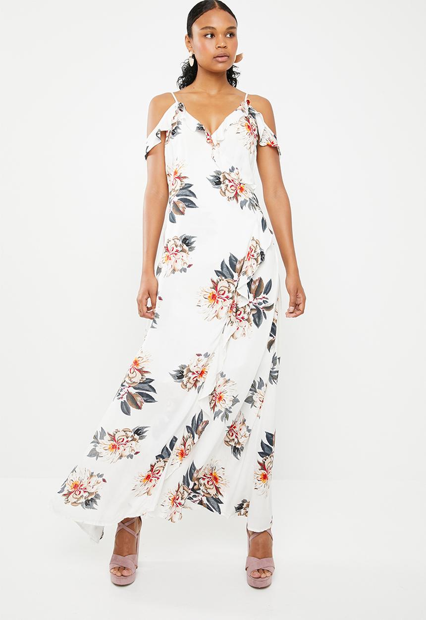 G Couture - Off the shoulder strappy frilled dress - white