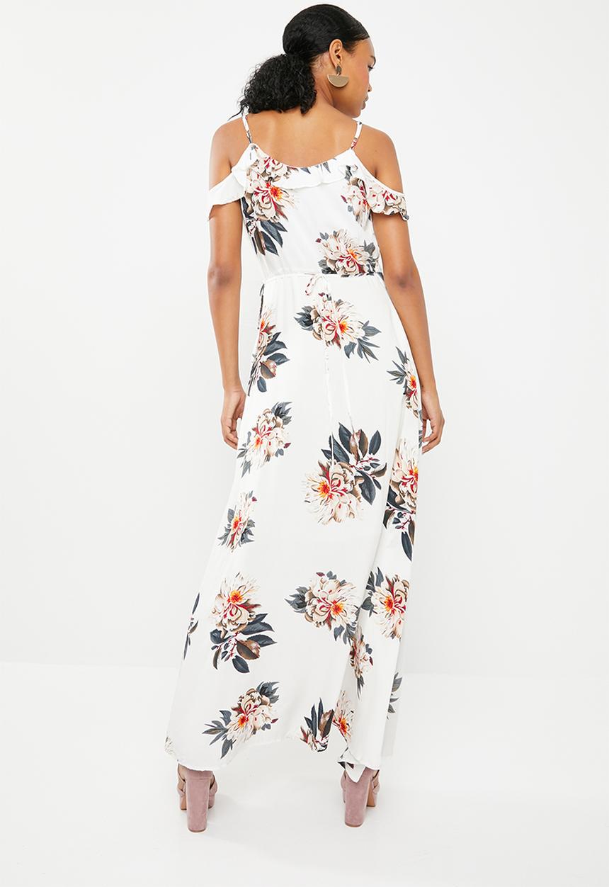 G Couture - Off the shoulder strappy frilled dress - white