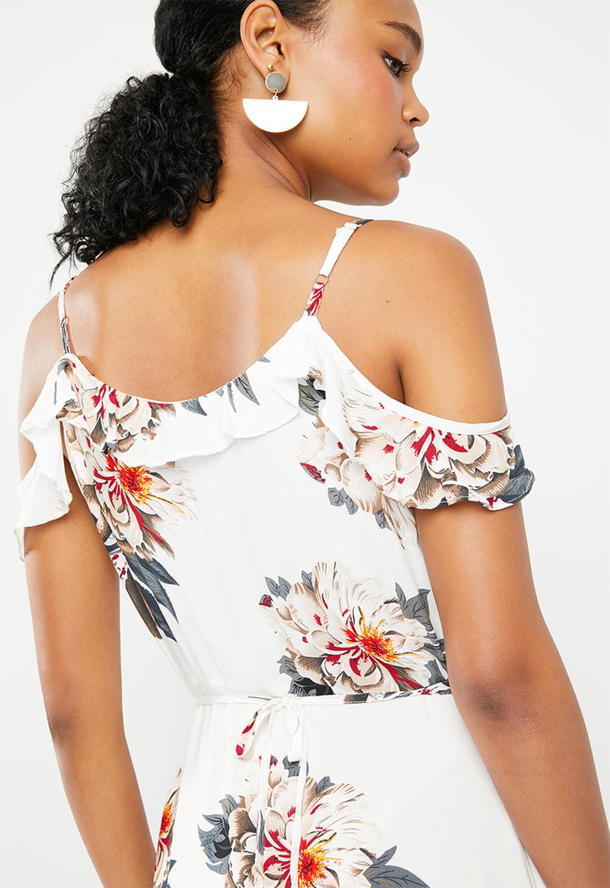 G Couture - Off the shoulder strappy frilled dress - white