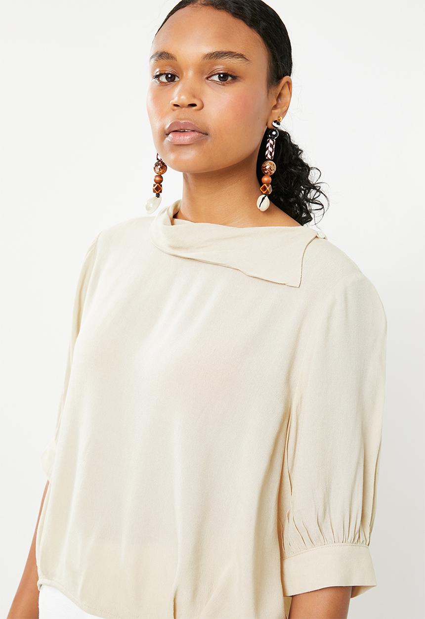 G Couture - Draped collar top - beige 