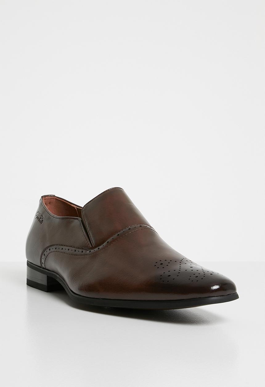 Gino Paoli - Medallion toe slip on shoes - brown