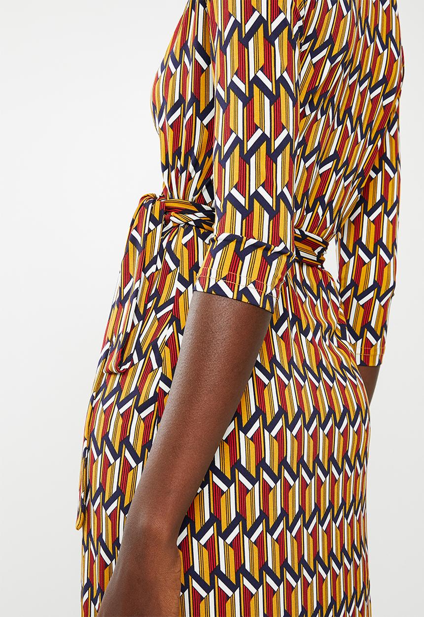 edit - 3/4 sleeve wrap dress  - multi