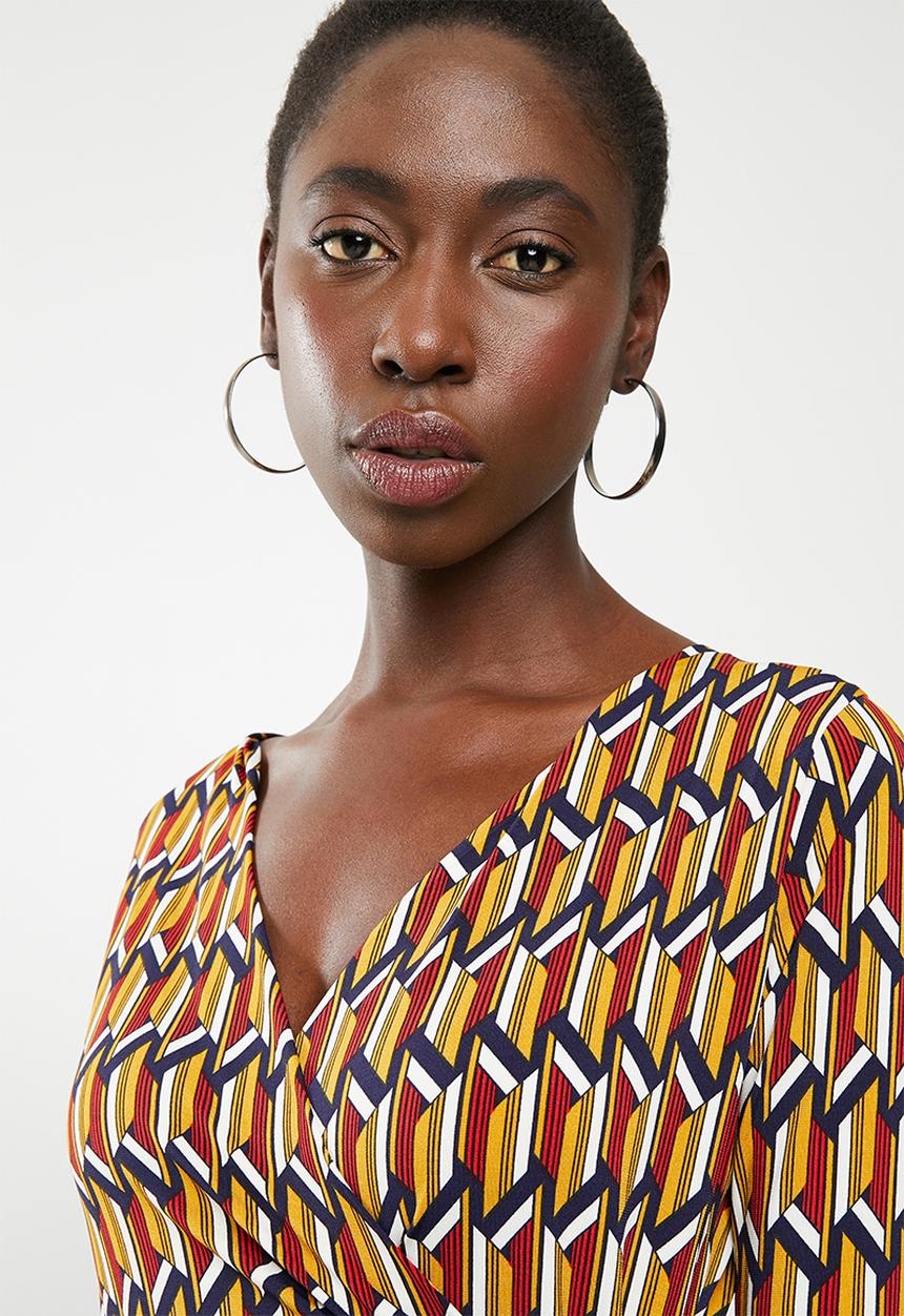 edit - 3/4 sleeve wrap dress  - multi