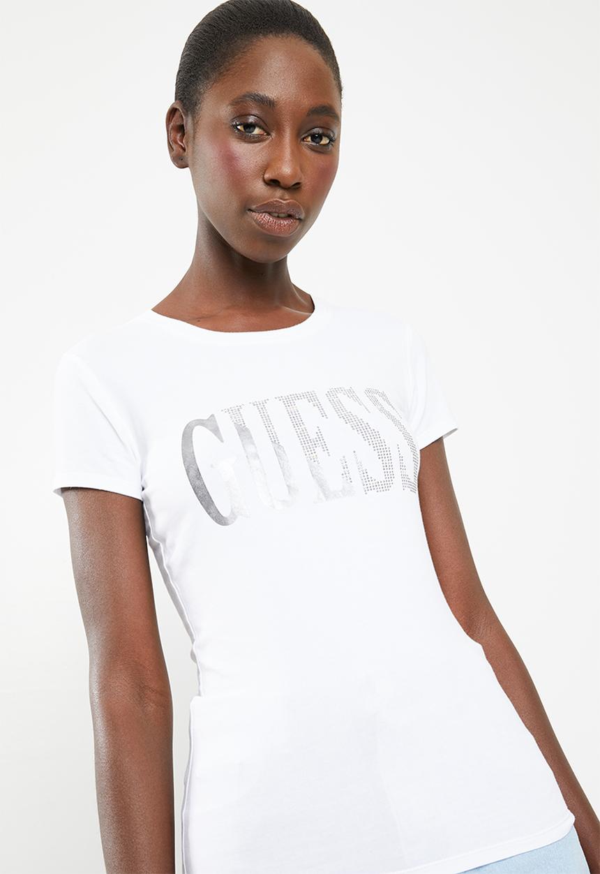 GUESS - Guess split logo tee - white
